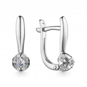 Серьги из белого золота АЛЬКОР 24871-200 с бриллиантом 24871-200 фото