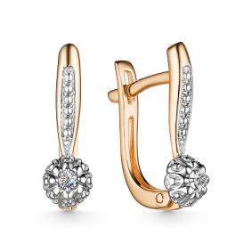 Золотые серьги АЛЬКОР 24872-100 с бриллиантом 24872-100 фото