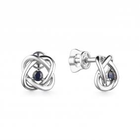 Серьги из белого золота АЛЬКОР 24877-202 с сапфиром 24877-202 фото