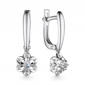 Серьги из белого золота АЛЬКОР 24922-200 с бриллиантом 24922-200 фото