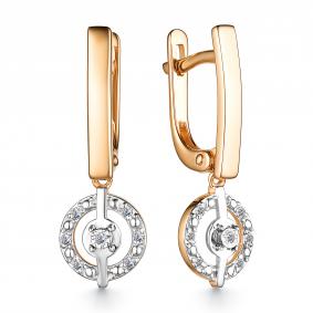 Золотые серьги АЛЬКОР 24923-100 с бриллиантом 24923-100 фото