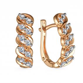 Золотые серьги АЛЬКОР 24932-100 с бриллиантом 24932-100 фото