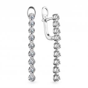 Серьги из белого золота АЛЬКОР 24934-200 с бриллиантом 24934-200 фото