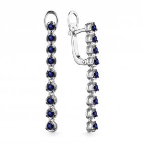 Серьги из белого золота АЛЬКОР 24934-202 с сапфиром 24934-202 фото