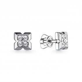 Серьги из белого золота АЛЬКОР 24955-200 с бриллиантом 24955-200 фото