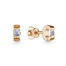 Золотые серьги АЛЬКОР 24957-100 с бриллиантом 24957-100 фото