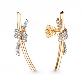 Золотые серьги АЛЬКОР 24958-100 с бриллиантом 24958-100 фото