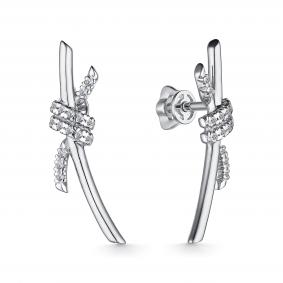 Серьги из белого золота АЛЬКОР 24958-200 с бриллиантом 24958-200 фото