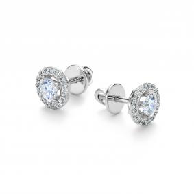 Серьги из белого золота АЛЬКОР 24960-2П3 с бриллиантом 24960-2П3 фото