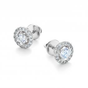 Серьги из белого золота АЛЬКОР 24960-2П4 с бриллиантом 24960-2П4 фото