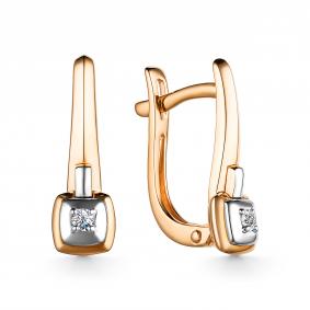 Золотые серьги АЛЬКОР 24965-100 с бриллиантом 24965-100 фото