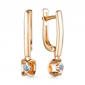 Золотые серьги АЛЬКОР 24966-100 с бриллиантом 24966-100 фото