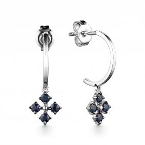 Серьги из белого золота АЛЬКОР 24977-202 с сапфиром 24977-202 фото