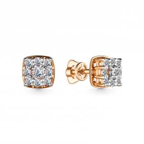 Золотые серьги АЛЬКОР 24978-100 с бриллиантом 24978-100 фото