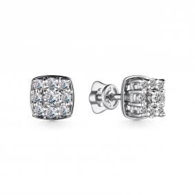 Серьги из белого золота АЛЬКОР 24978-200 с бриллиантом 24978-200 фото