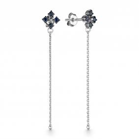 Серьги из белого золота АЛЬКОР 24980-202 с сапфиром 24980-202 фото