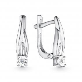 Серьги из белого золота АЛЬКОР 24990-200 с бриллиантом 24990-200 фото