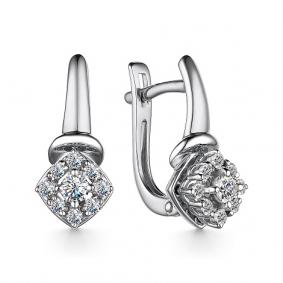 Серьги из белого золота АЛЬКОР 24994-200 с бриллиантом 24994-200 фото