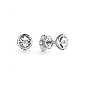 Серьги из белого золота АЛЬКОР 24995-200 с бриллиантом 24995-200 фото