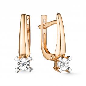 Золотые серьги АЛЬКОР 24996-100 с бриллиантом 24996-100 фото