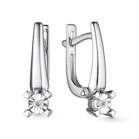 Серьги из белого золота АЛЬКОР 24996-200 с бриллиантом 24996-200 фото