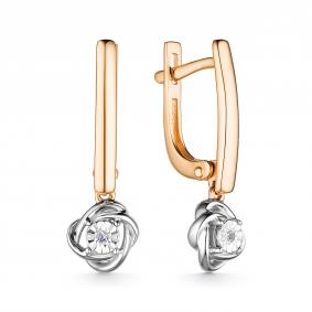 Золотые серьги АЛЬКОР 24997-100 с бриллиантом 24997-100 фото