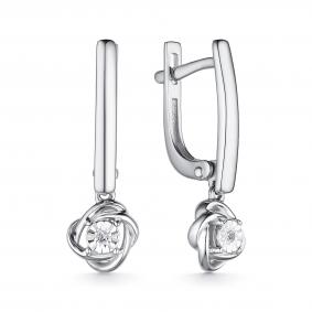 Серьги из белого золота АЛЬКОР 24997-200 с бриллиантом 24997-200 фото