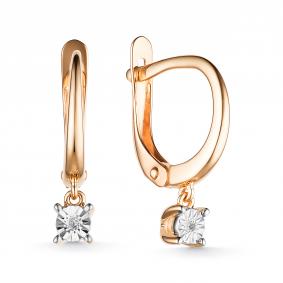 Золотые серьги АЛЬКОР 25019-000 с бриллиантом 25019-000 фото