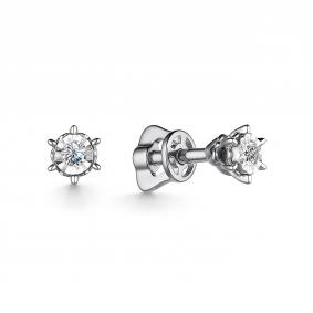 Серьги из белого золота АЛЬКОР 25029-200 с бриллиантом 25029-200 фото