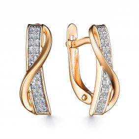 Золотые серьги АЛЬКОР 25031-100 с бриллиантом 25031-100 фото