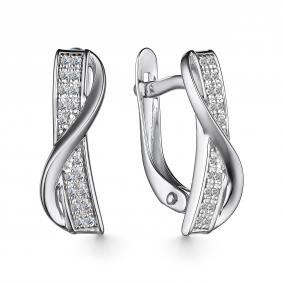 Серьги из белого золота АЛЬКОР 25031-200 с бриллиантом 25031-200 фото