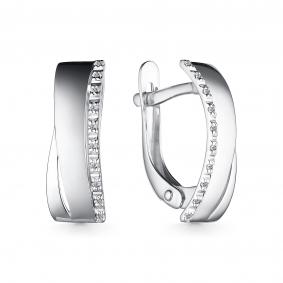Серьги из белого золота АЛЬКОР 25032-200 с бриллиантом 25032-200 фото