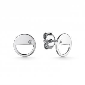 Серьги из белого золота АЛЬКОР 25038-200 с бриллиантом 25038-200 фото