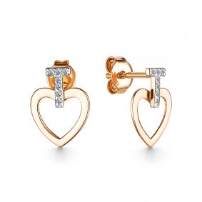 Золотые серьги АЛЬКОР 25041-100 с бриллиантом 25041-100 фото