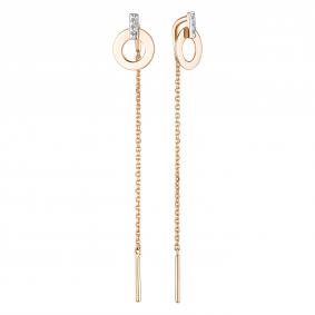 Золотые серьги АЛЬКОР 25047-100 с бриллиантом 25047-100 фото