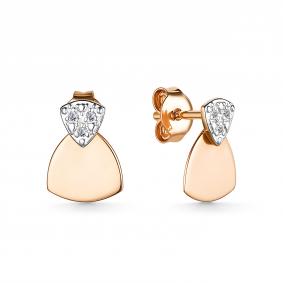 Золотые серьги АЛЬКОР 25048-100 с бриллиантом 25048-100 фото