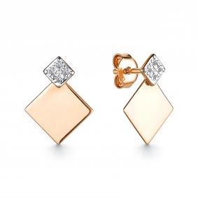 Золотые серьги АЛЬКОР 25049-100 с бриллиантом 25049-100 фото