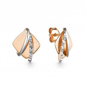 Золотые серьги АЛЬКОР 25054-100 с бриллиантом 25054-100 фото