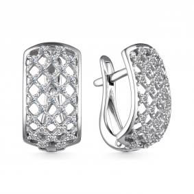 Серьги из белого золота АЛЬКОР 25055-200 с бриллиантом 25055-200 фото