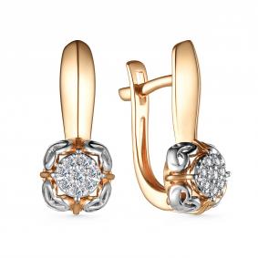 Золотые серьги АЛЬКОР 25056-100 с бриллиантом 25056-100 фото