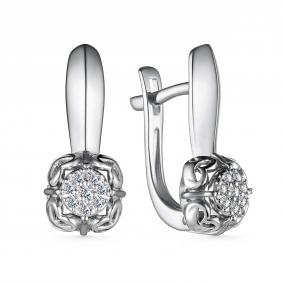 Серьги из белого золота АЛЬКОР 25056-200 с бриллиантом 25056-200 фото