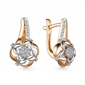 Золотые серьги АЛЬКОР 25059-100 с бриллиантом 25059-100 фото