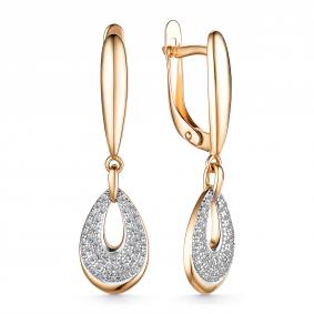 Золотые серьги АЛЬКОР 25073-100 с бриллиантом 25073-100 фото