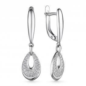 Серьги из белого золота АЛЬКОР 25073-200 с бриллиантом 25073-200 фото