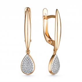 Золотые серьги АЛЬКОР 25075-100 с бриллиантом 25075-100 фото