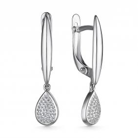 Серьги из белого золота АЛЬКОР 25075-200 с бриллиантом 25075-200 фото