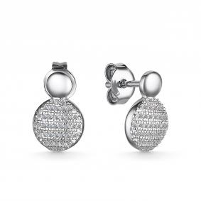 Серьги из белого золота АЛЬКОР 25077-200 с бриллиантом 25077-200 фото