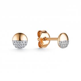 Золотые серьги АЛЬКОР 25078-100 с бриллиантом 25078-100 фото