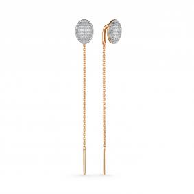 Золотые серьги АЛЬКОР 25079-100 с бриллиантом 25079-100 фото