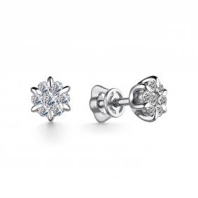 Серьги из белого золота АЛЬКОР 25087-200 с бриллиантом 25087-200 фото